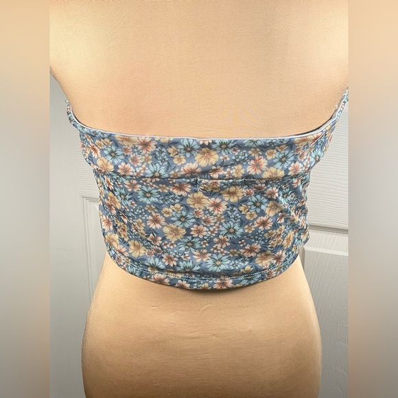 Altar'd State Floral Strapless Top - Blue and Cream Size Medium - Picture 5 of 7